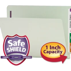 Smead® Pressboard End-Tab Folders With SafeSHIELD Fastener, Straight Cut, 1