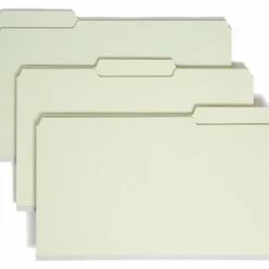 SmeadĀ® Pressboard Top-Tab Folders, 1/3 Cut, 14 3/4" x 9 1/2", Gray/Green, Pack Of 25