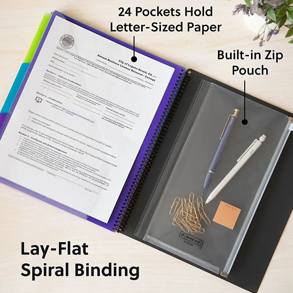 Smead Project Organizer - Letter - 8 1/2"x11" Sheet Size - Spiral Fastener - 24 Inside Back Pocket(s) - 89206
