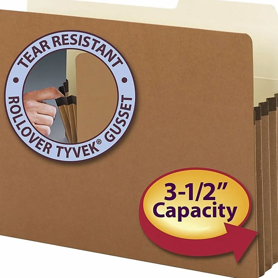 Smead® Redrope Easy-Access Top-Tab File Pockets, 10" x 11 3/4", Letter Size, 3 1/2" Expansion, 30% Recycled, Pack Of 25