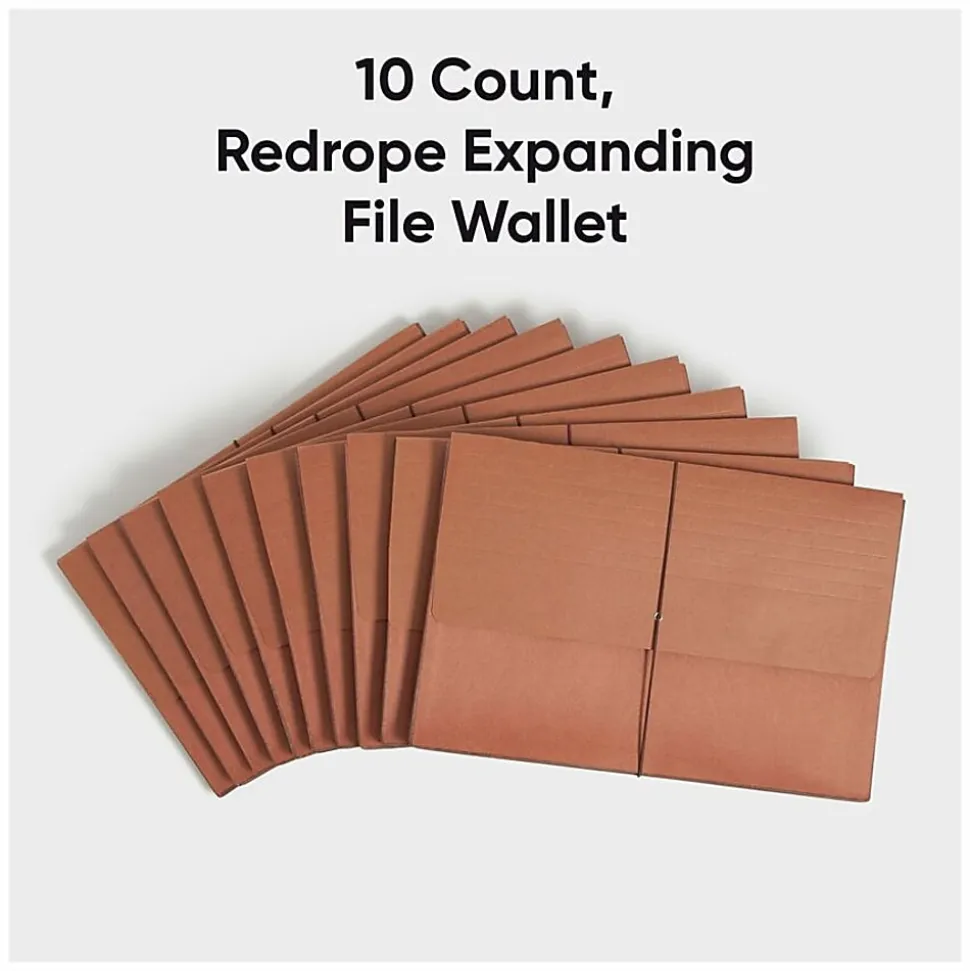 Smead® Redrope Expanding Wallets With Elastic, Legal Size, 5 1/4" Expansion, 30% Recycled, Redrope, Pack Of 10