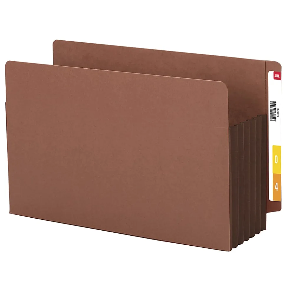 Smead® Redrope Extra-Wide End-Tab File Pockets, Legal Size, 5 1/4" Expansion, 30% Recycled, Dark Brown, Box Of 10