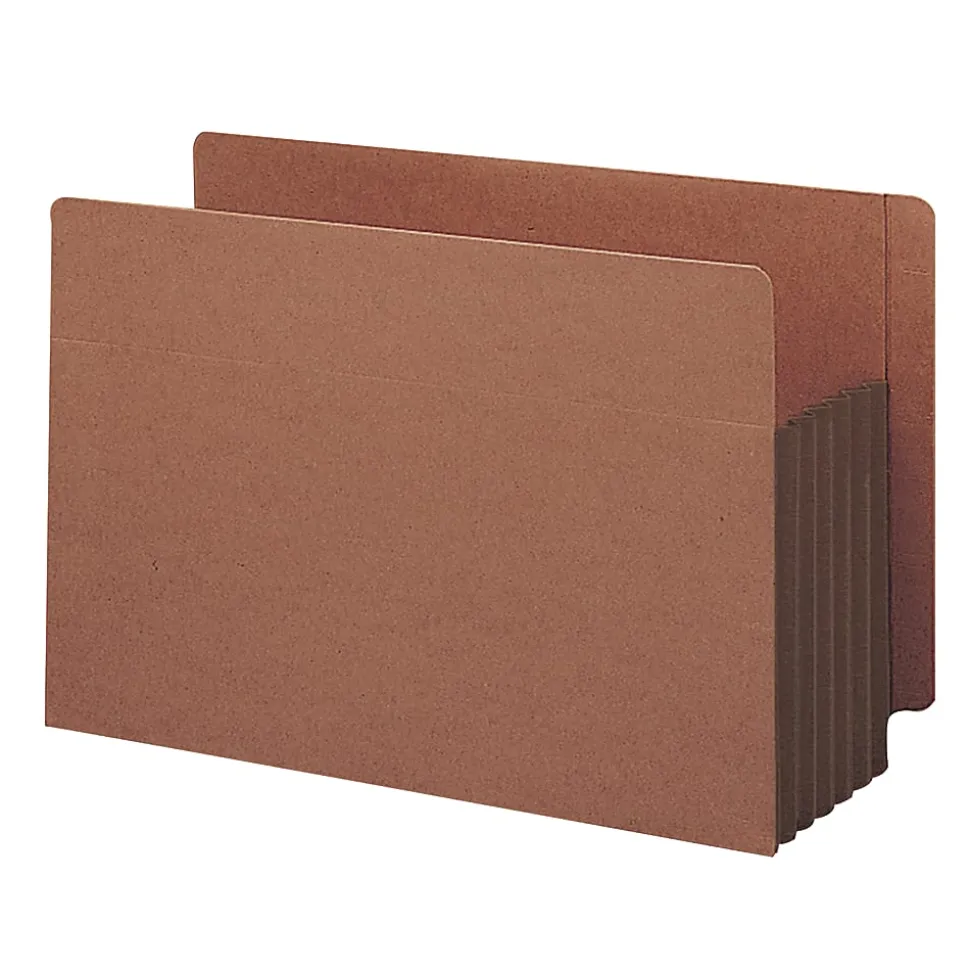 Smead® Redrope Extra-Wide End-Tab File Pockets, Legal Size, 5 1/4" Expansion, 30% Recycled, Dark Brown, Box Of 10