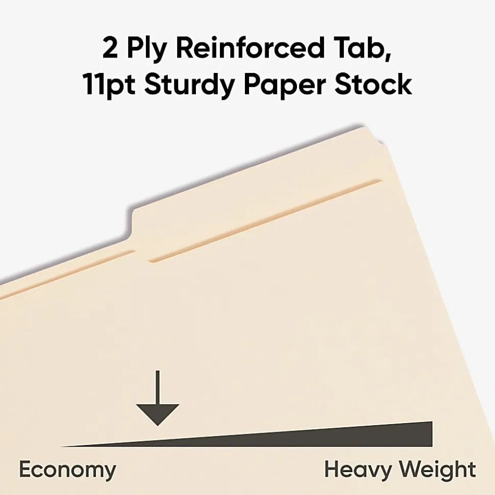 Smead® Reinforced Tab Fastener Folders With Two Fasteners, 1/3-Cut Tab, 8 1/2" x 14", Legal, Manila, Box of 50 (19537)