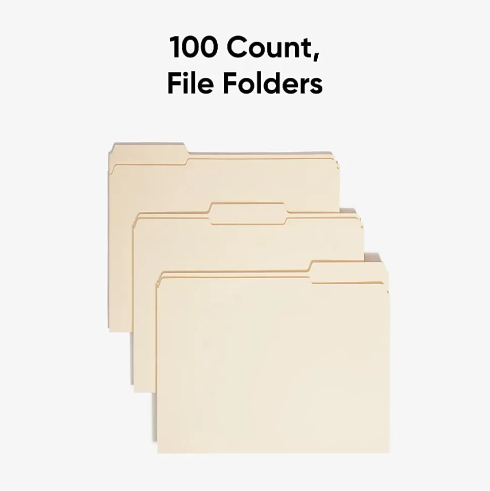 Smead® Reinforced Tab File Folders, Letter Size, 1/3 Cut, Manila, Box Of 100 (10334)