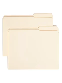 Smead® Reinforced Tab Guide-Height File Folders, Letter Size, 2/5 Cut, Right Position, Manila, Box Of 100