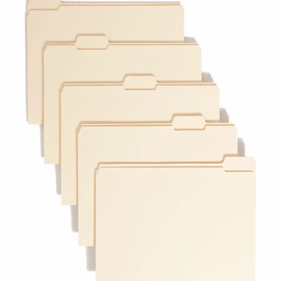 Smead® Reinforced Tab Manila File Folders, Letter Size, 1/5 Cut, Pack Of 100