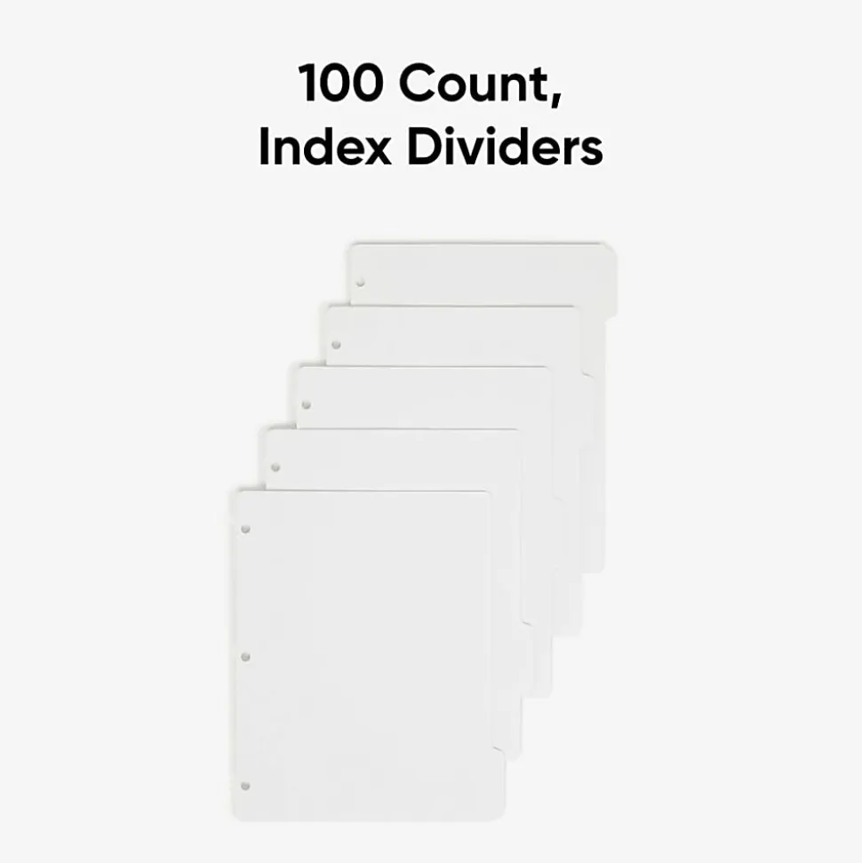 Smead® 3-Ring Binder Index Dividers, 5-Tab, 11" x 8 1/2", White, Pack Of 20 Sets (89415)
