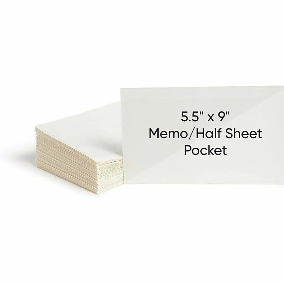 Smead® Self-Adhesive Poly Document Pockets, 9" x 5 9/16", Clear, Box Of 100