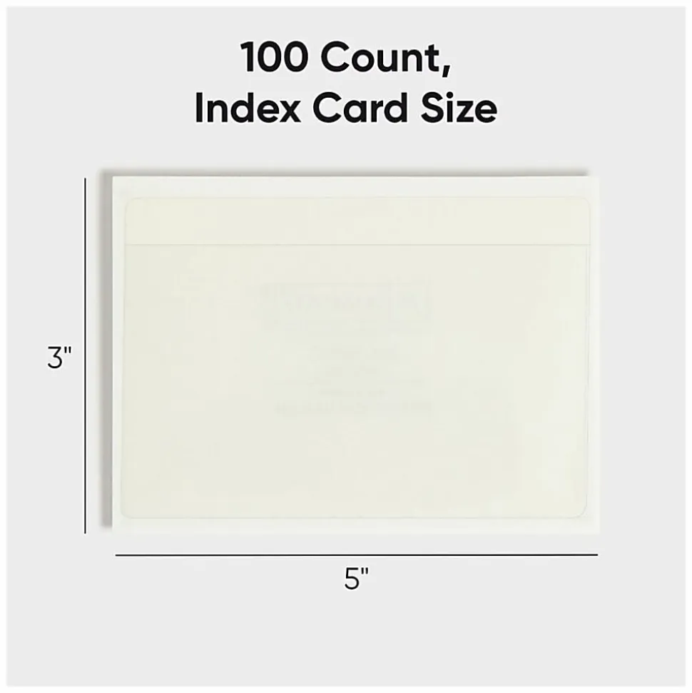 Smead® Self-Adhesive Poly Pockets, 5-5/16" x 3-5/8", Clear, Index Card Size, Box Of 100
