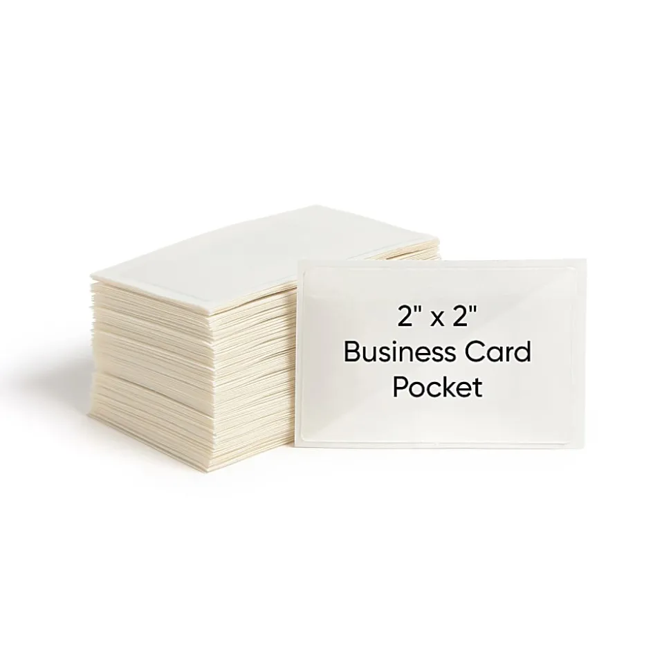 Smead® Self-Adhesive Poly Pockets, 3" x 4-1/16", Clear, Business Card Size, Box Of 100