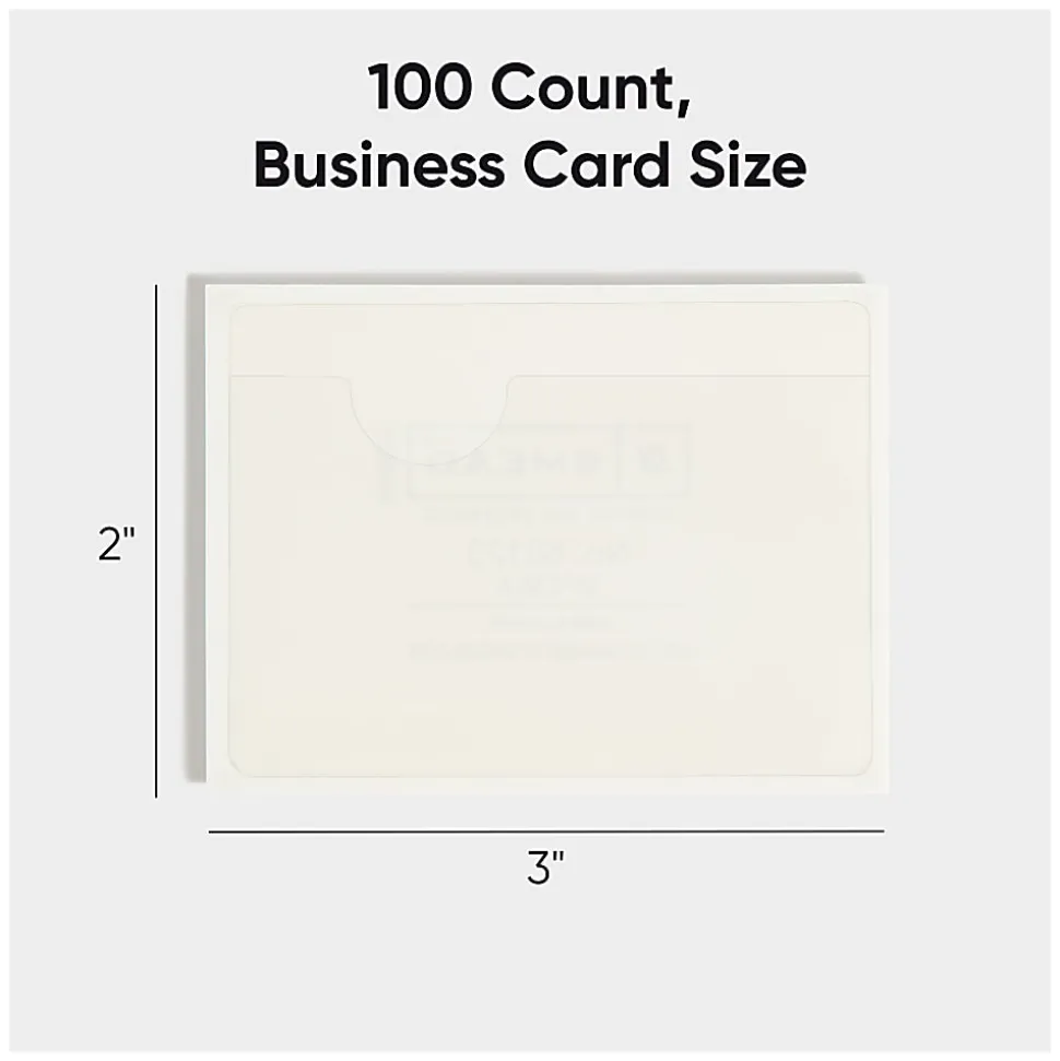 Smead® Self-Adhesive Poly Pockets, 3" x 4-1/16", Clear, Business Card Size, Box Of 100