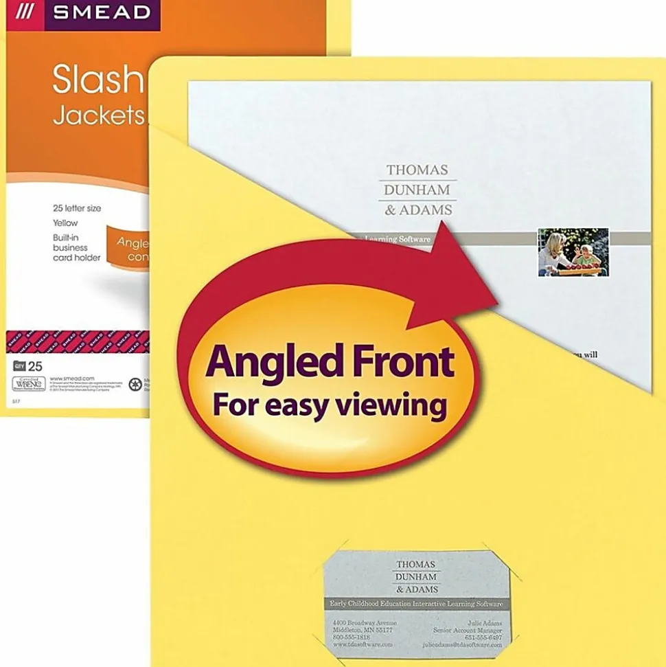 Smead® Slash File Jackets Convenience Pack, 9 1/2" x 11 3/4", Yellow, Pack Of 25