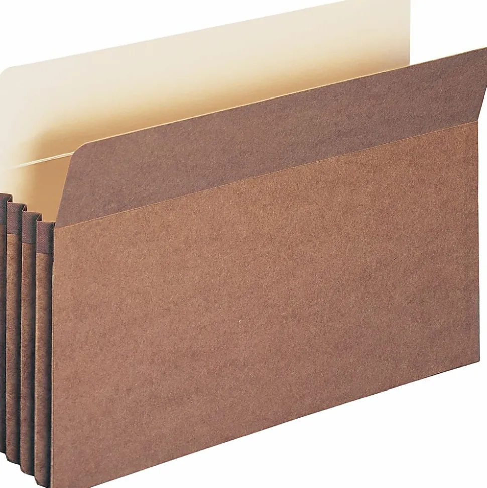 Smead® Straight-Cut Tab Redrope File Pockets, Legal Size, 3 1/2" Expansion, 30% Recycled, Redrope, Box Of 50