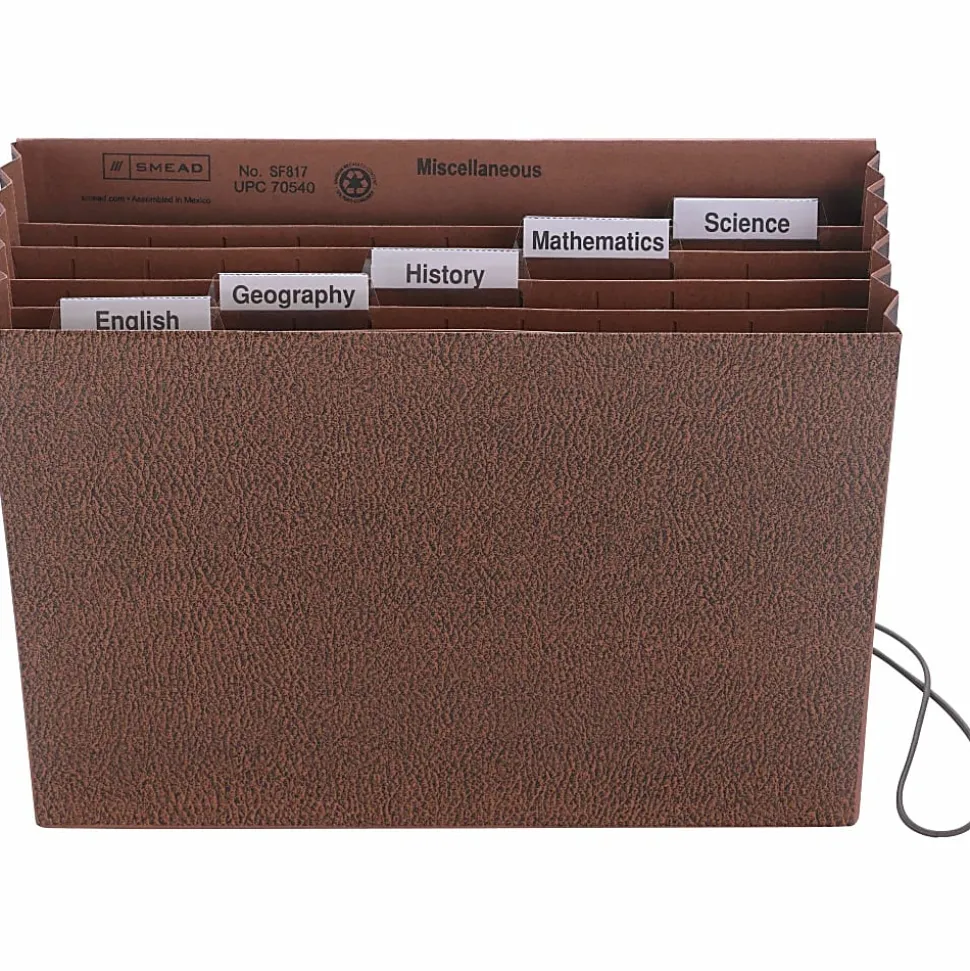 Smead® Subject Expanding File, 6 Pocket, 12"x10", Letter Size, 5 1/4" Expansion, 30% Recycled, Brown