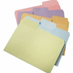 SmeadĀ® SuperTabĀ® File Folders, Letter Size, 1/3 Cut, Assorted Pastel Colors, Box Of 100