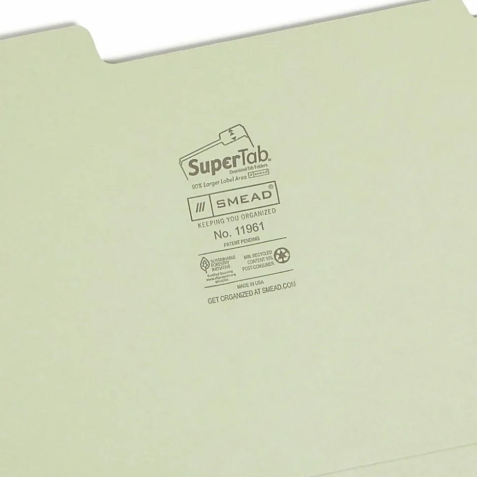 Smead® SuperTab® File Folders, Letter Size, 1/3 Cut, Assorted Pastel Colors, Box Of 100