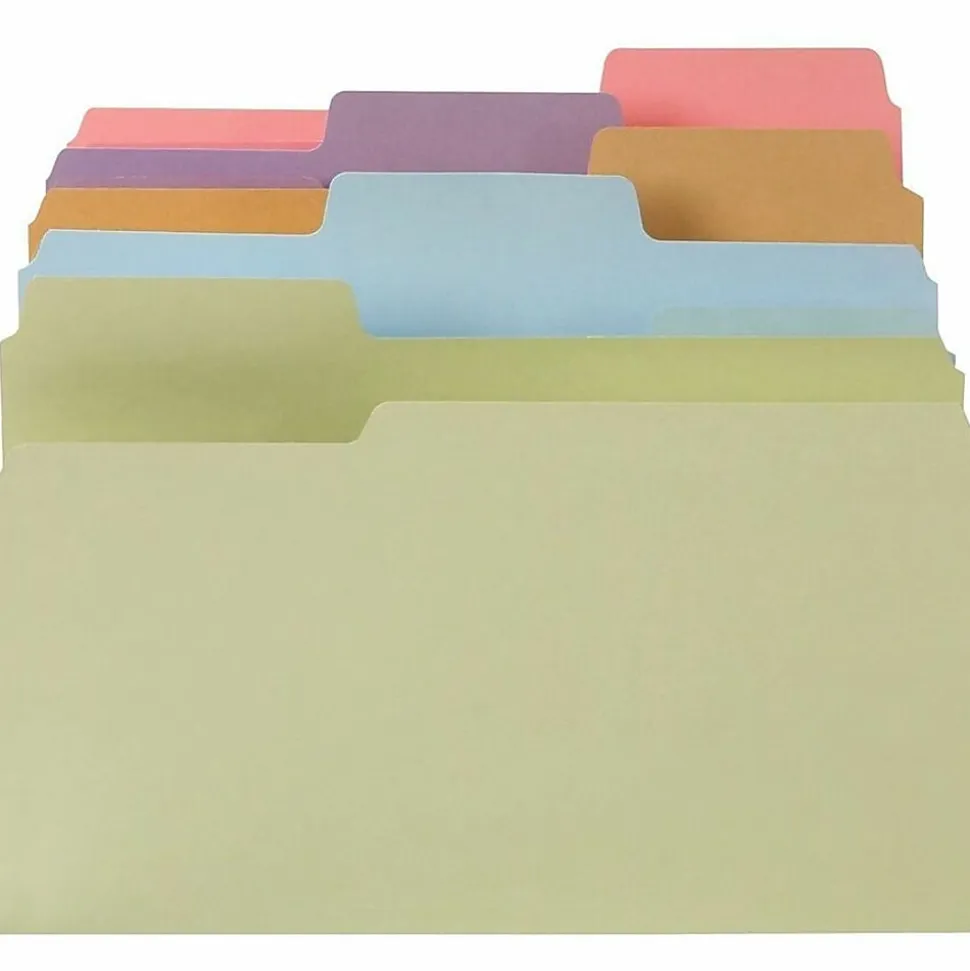 Smead® SuperTab® File Folders, Letter Size, 1/3 Cut, Assorted Pastel Colors, Box Of 100