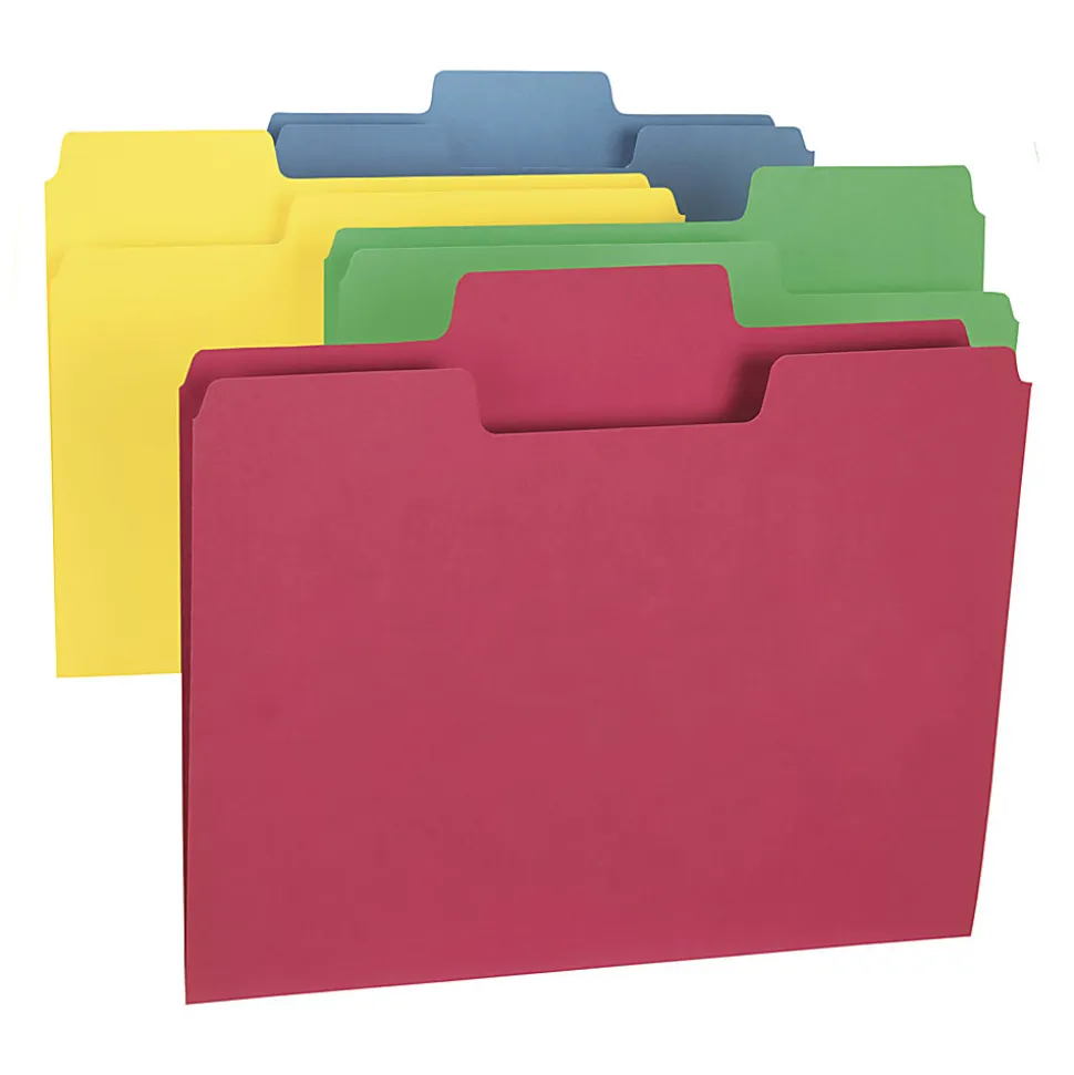 Smead® SuperTab® File Folders, Letter Size, 1/3 Cut, Assorted Colors, Box Of 100