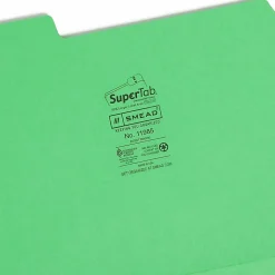 SmeadĀ® SuperTabĀ® File Folders, Letter Size, 1/3 Cut, Green, Box Of 100