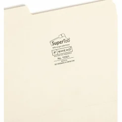 SmeadĀ® SuperTabĀ® File Folders, Letter Size, 1/3 Cut, Manila, Box Of 100