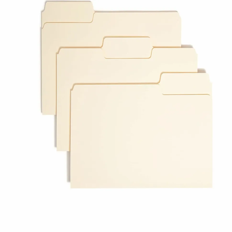 Smead® SuperTab® File Folders, Letter Size, 1/3 Cut, Manila, Box Of 100
