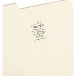 Smead® SuperTab® File Folders, Letter Size, 1/3 Cut, Manila, Box Of 100