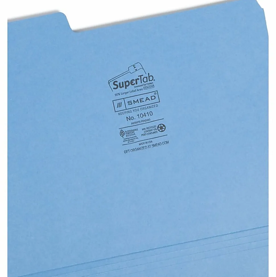 Smead® SuperTab® Heavyweight File Folders, Letter Size, Assorted Colors, Box Of 50