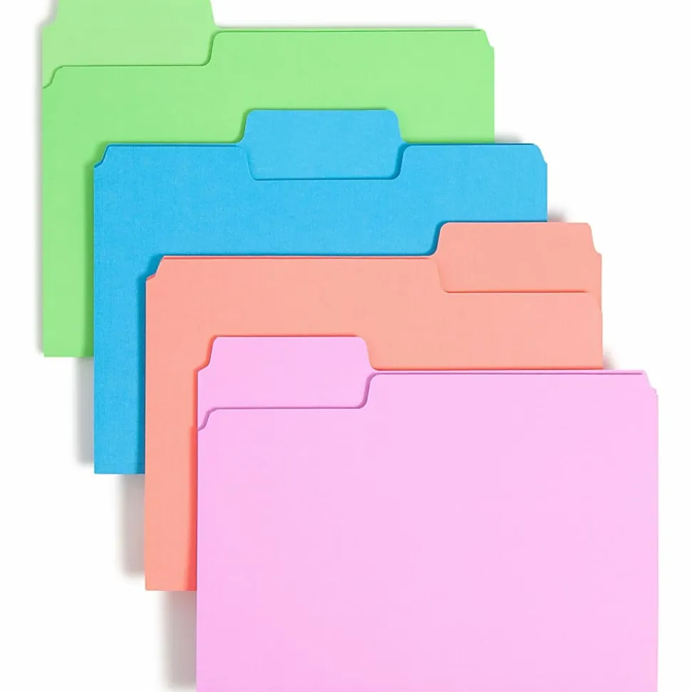 Smead SuperTab 1/3 Tab Cut Letter Recycled Top Tab File Folder, 8 1/2"x11", 3/4" Expansion, Top Tab Location, Pack of 24 - 11957