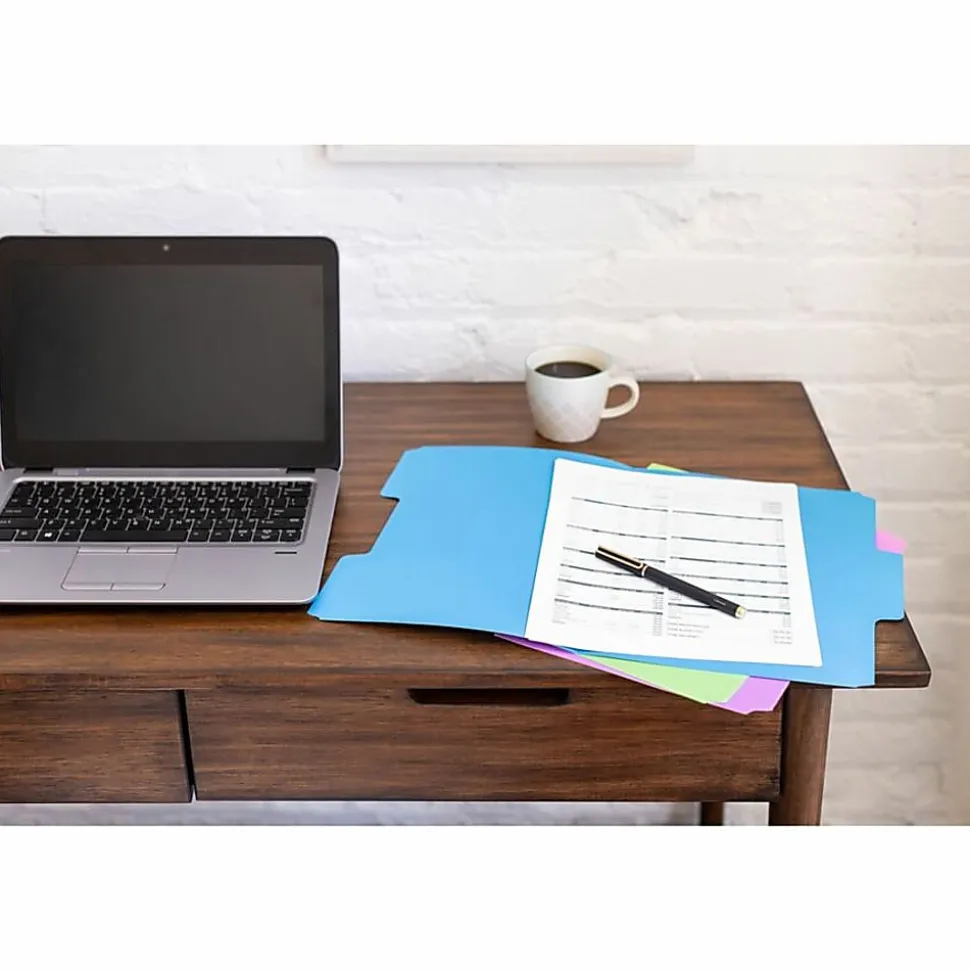 Smead SuperTab 1/3 Tab Cut Letter Recycled Top Tab File Folder, 8 1/2"x11", 3/4" Expansion, Top Tab Location, Pack of 24 - 11957