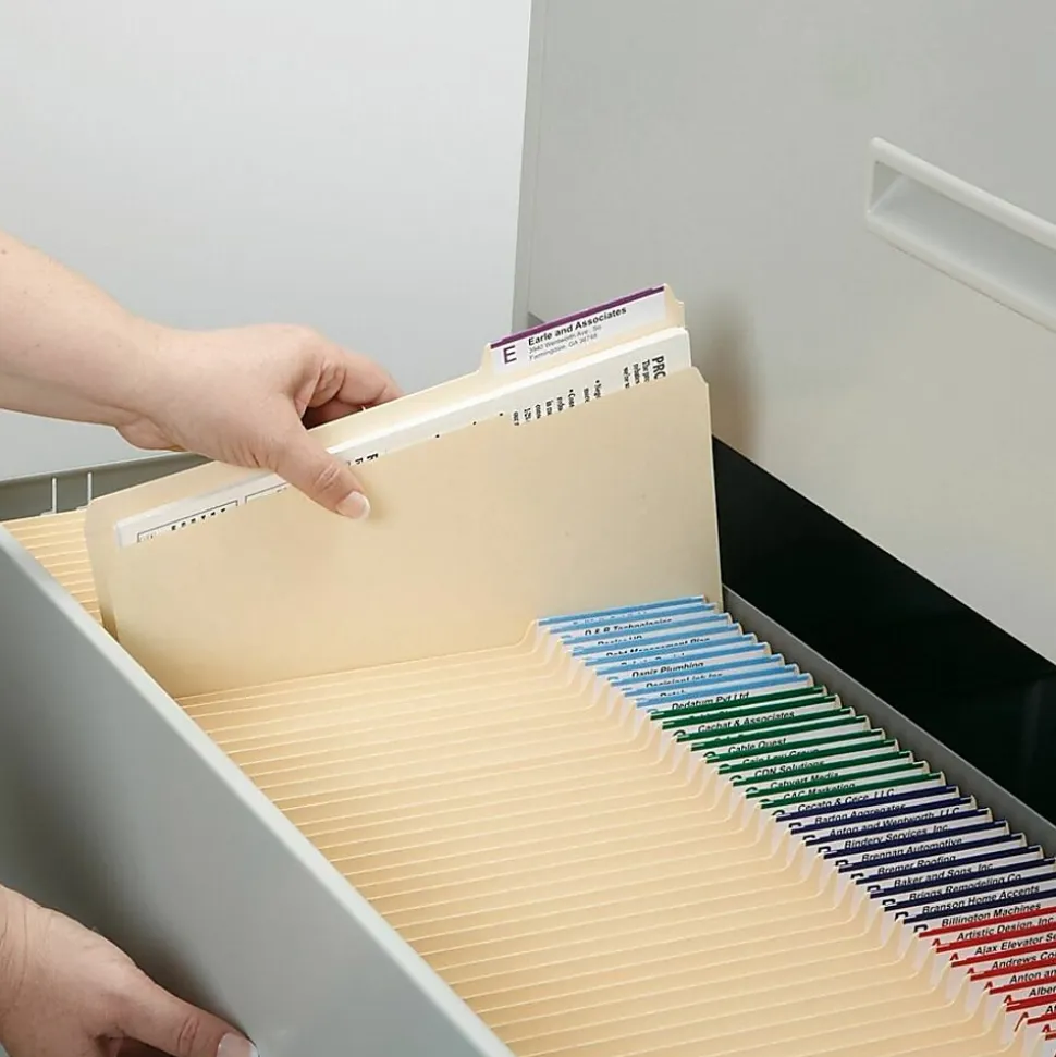 Smead Top Tab File Folders, Letter Size, 8 1/2" x 11", 1/3 Tab Cut, Right Tab Position, 3/4" Expansion, Manila, Carton Of 500 Folders