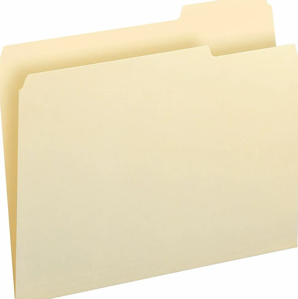 Smead Top Tab File Folders, Letter Size, 8 1/2" x 11", 1/3 Tab Cut, Right Tab Position, 3/4" Expansion, Manila, Carton Of 500 Folders