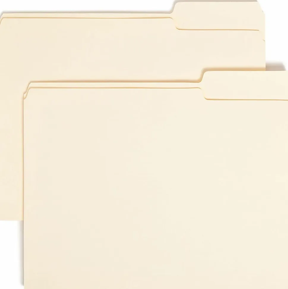Smead Top Tab File Folders, Letter Size, 8 1/2" x 11", 1/3 Tab Cut, Right Tab Position, 3/4" Expansion, Manila, Carton Of 500 Folders