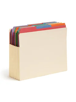SmeadĀ® TUFFĀ® End-Tab File Pockets, 5 1/4" Expansion, Letter Size, Manila, Box Of 10