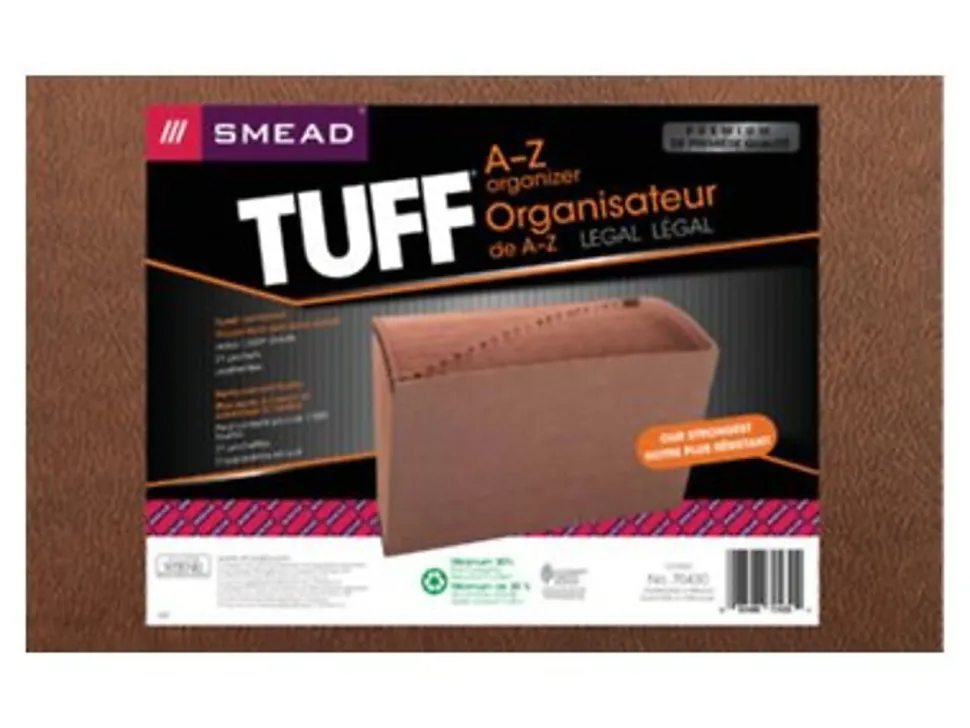 Smead® TUFF® Expanding File, 21 Pockets, A–Z, 15" x 10", Legal Size, 30% Recycled, Brown