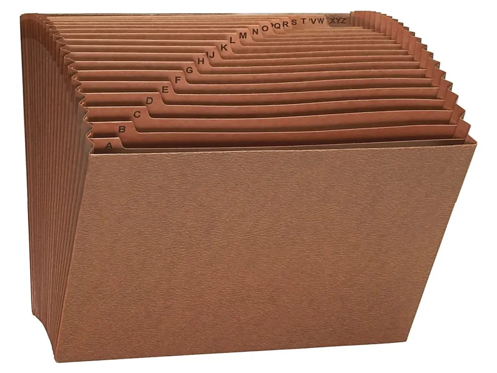 Smead® TUFF® Expanding File, 21 Pockets, A–Z, 12" x 10", Letter Size, 30% Recycled, Brown