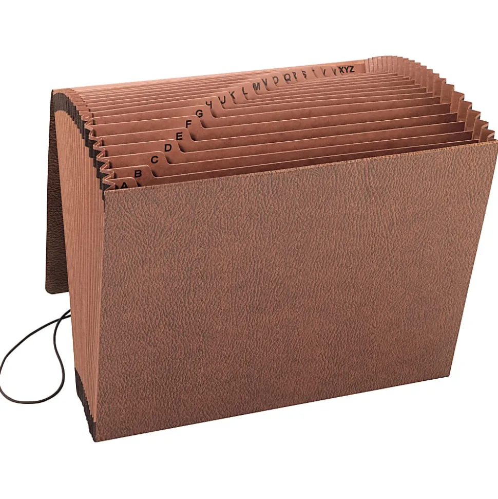 Smead® TUFF® Expanding File With Flap & Elastic Cord, 21 Pockets, A-Z, 12" x 10" Letter Size, 30% Recycled, Brown