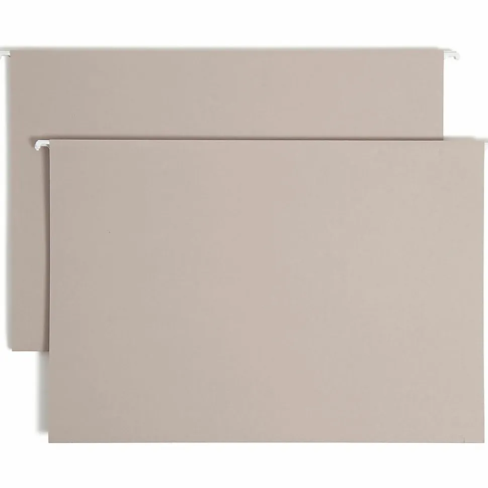 Smead® TUFF® Hanging Box Bottom Folder with Easy Slide Tab, 2" Expansion, Legal Size, Steel Gray, Box of 18