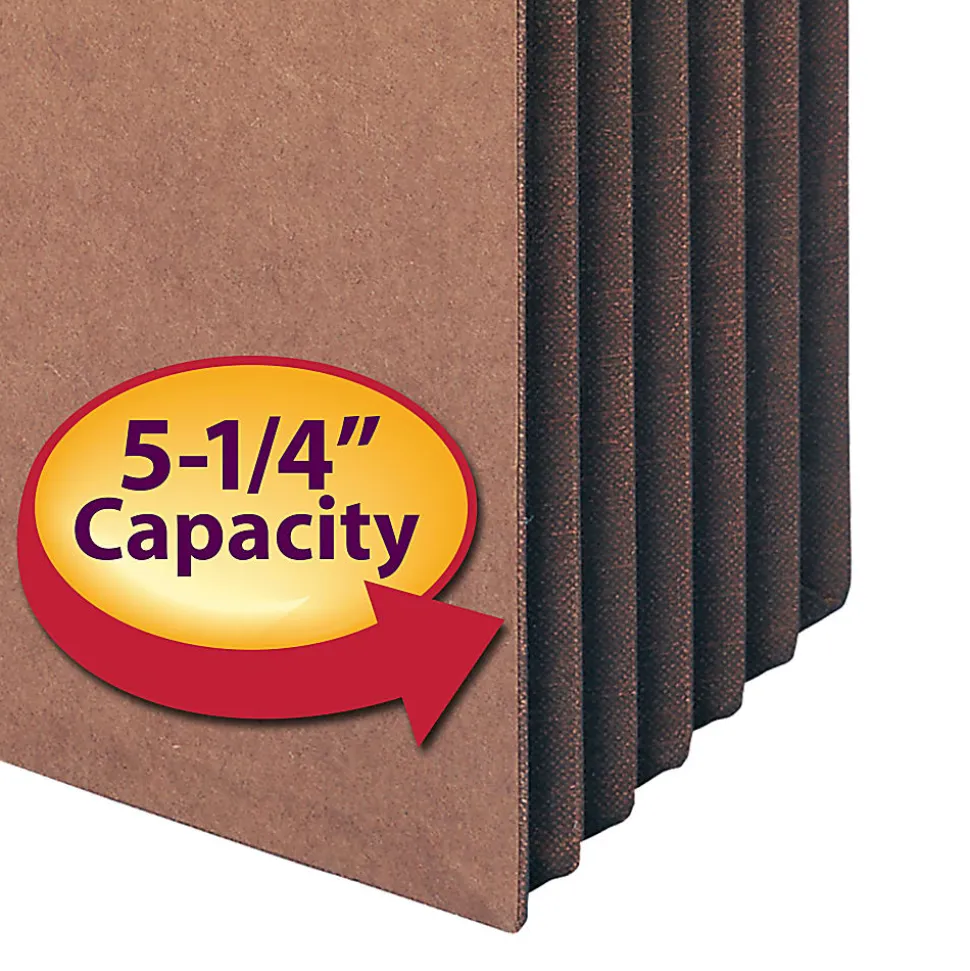 Smead® TUFF® Pocket File Pockets, 5 1/4" Expansion, 9 1/2" x 14 3/4", 30% Recycled, Dark Brown, Pack Of 10