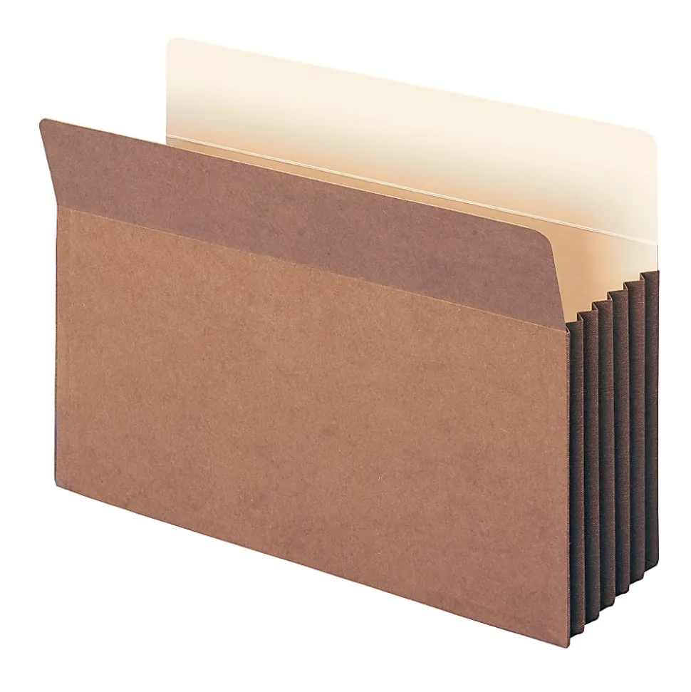Smead® TUFF® Pocket File Pockets, 5 1/4" Expansion, 9 1/2" x 14 3/4", 30% Recycled, Dark Brown, Pack Of 10
