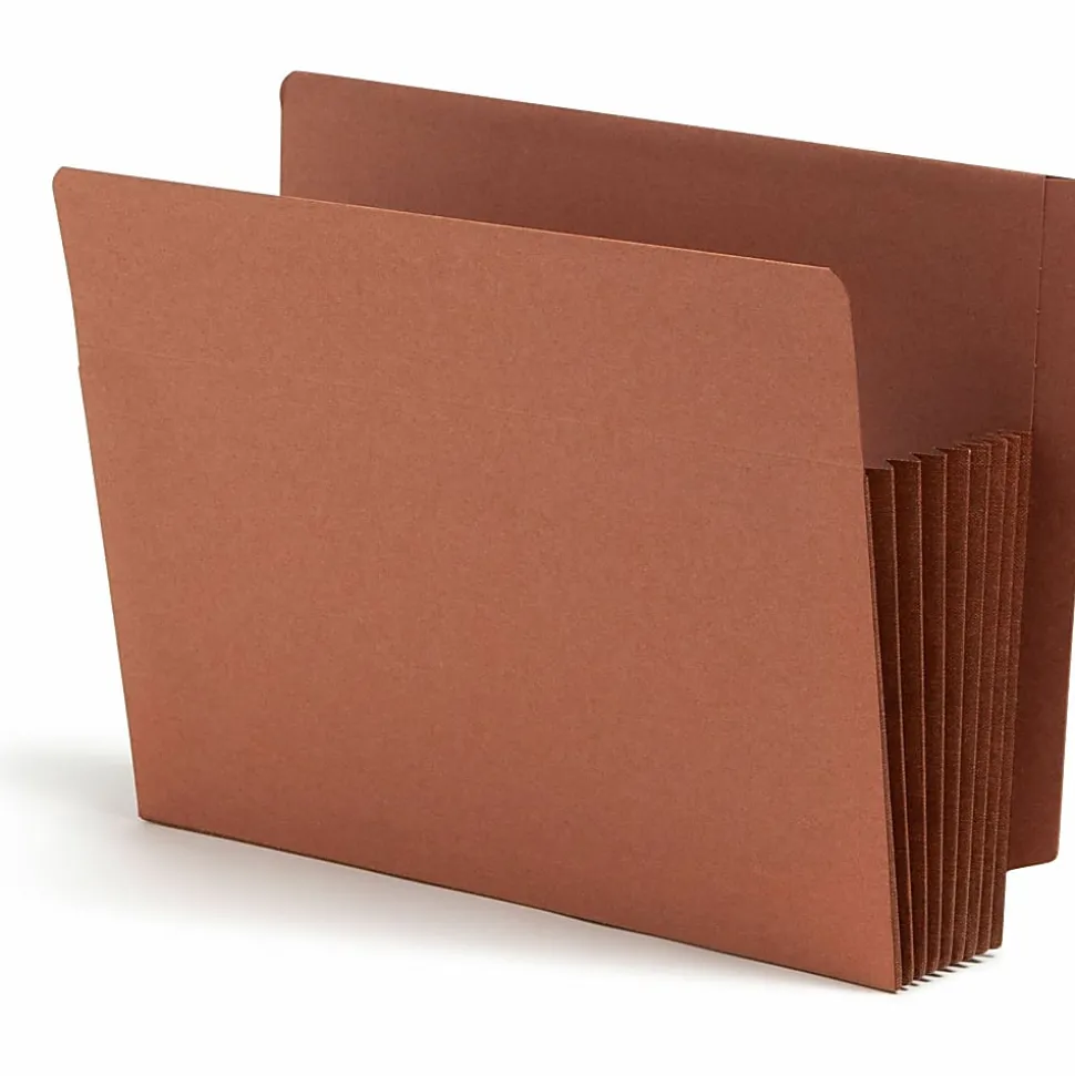 Smead® TUFF® Pocket File Pockets, End-Tab, Letter Size, 7" Expansion, 30% Recycled, Red, Box Of 5