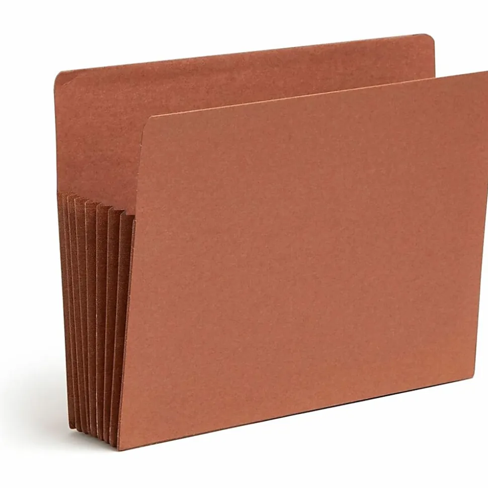 Smead® TUFF® Pocket File Pockets, End-Tab, Letter Size, 7" Expansion, 30% Recycled, Red, Box Of 5