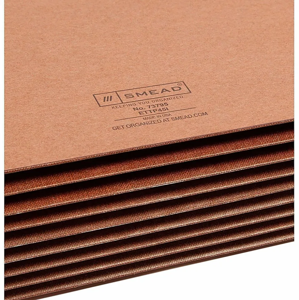 Smead® TUFF® Pocket File Pockets, End-Tab, Letter Size, 7" Expansion, 30% Recycled, Red, Box Of 5