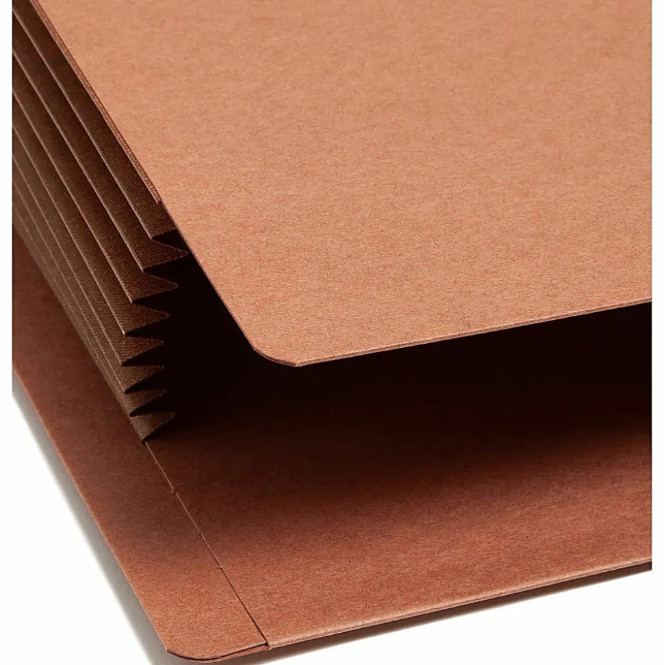Smead® TUFF® Pocket File Pockets, End-Tab, Letter Size, 7" Expansion, 30% Recycled, Red, Box Of 5