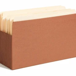 Smead® TUFF® Pocket File Pockets, End-Tab, Legal Size, 7" Expansion, 30% Recycled, Red, Box Of 5