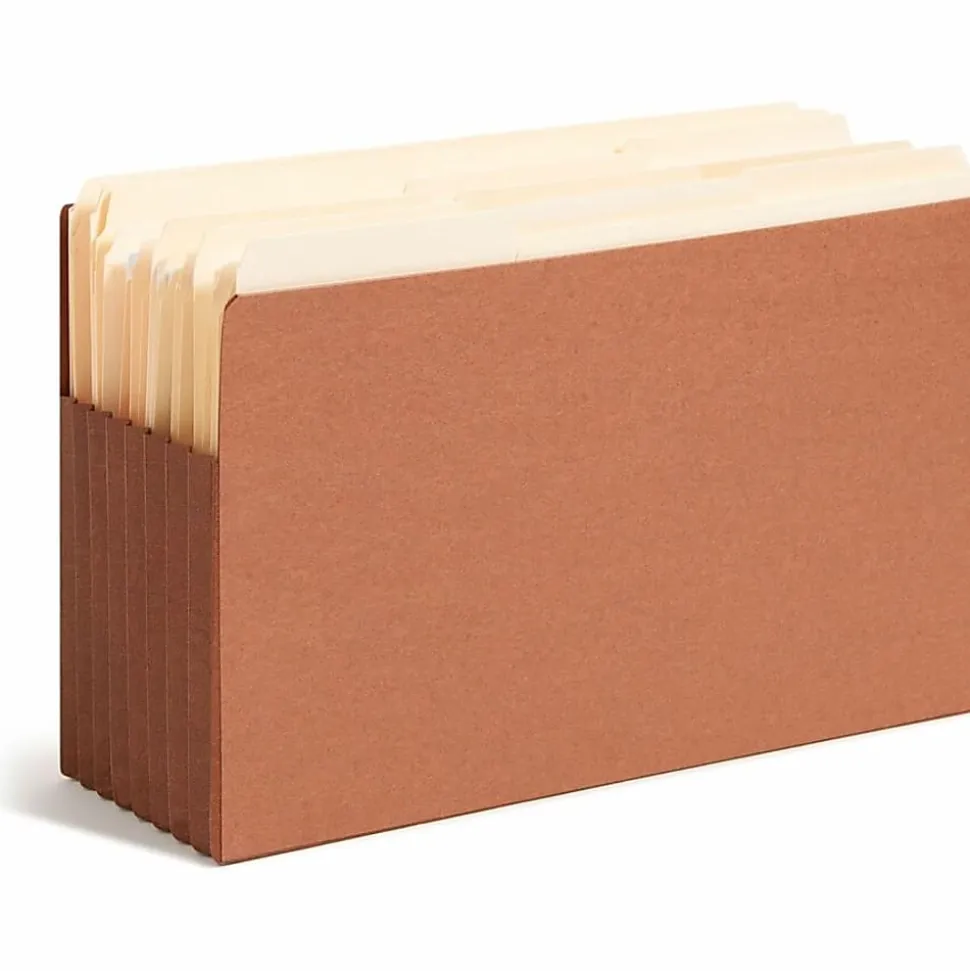Smead® TUFF® Pocket File Pockets, End-Tab, Legal Size, 7" Expansion, 30% Recycled, Red, Box Of 5