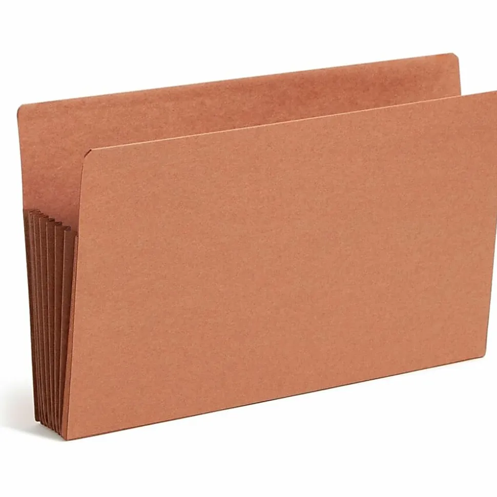 Smead® TUFF® Pocket File Pockets, End-Tab, Legal Size, 7" Expansion, 30% Recycled, Red, Box Of 5