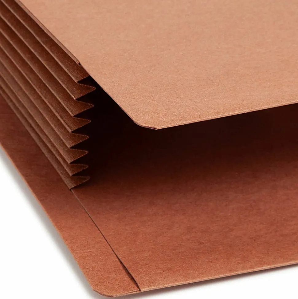 Smead® TUFF® Pocket File Pockets, End-Tab, Legal Size, 7" Expansion, 30% Recycled, Red, Box Of 5