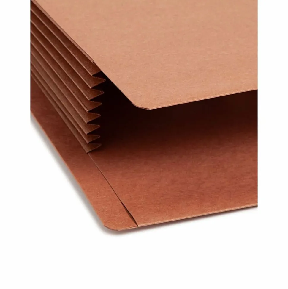 Smead® TUFF® Pocket File Pockets, End-Tab, Legal Size, 7" Expansion, 30% Recycled, Red, Box Of 5
