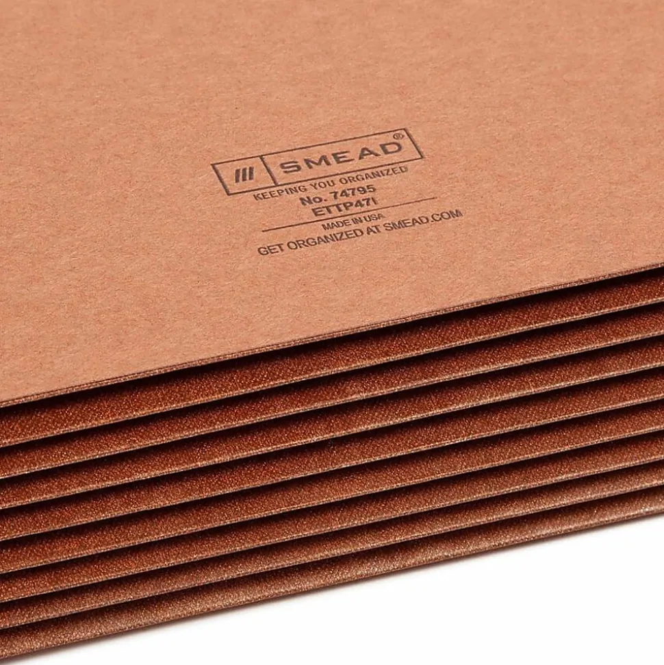 Smead® TUFF® Pocket File Pockets, End-Tab, Legal Size, 7" Expansion, 30% Recycled, Red, Box Of 5
